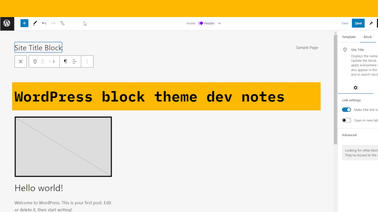 WordPress block theme dev notes